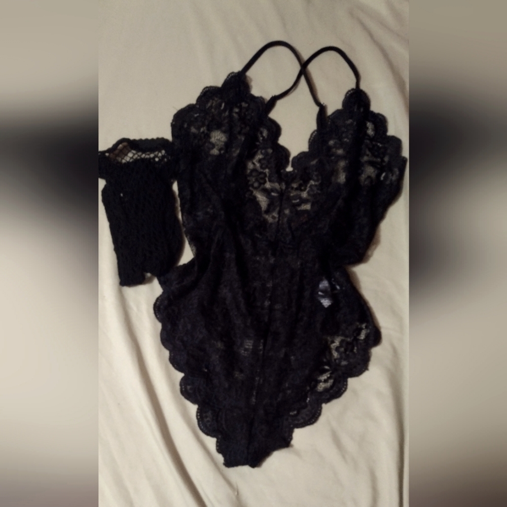 Sheer lace romper/bodysuit